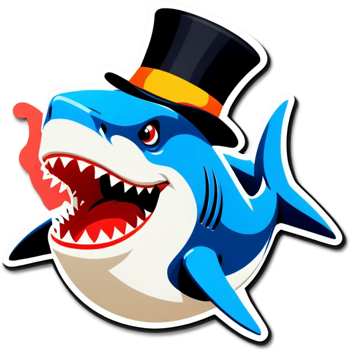 Shark with a top hat emoji