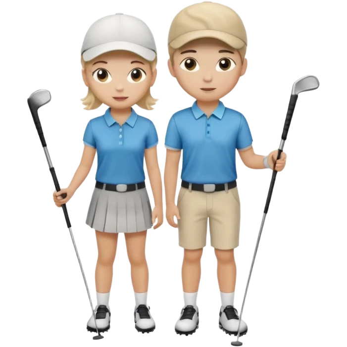 young beginner golfer boy and girl emoji