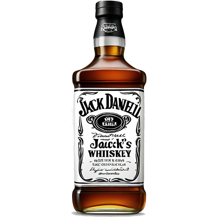 Realistic bottle of Jack Daniel's Whiskey isolated.  emoji