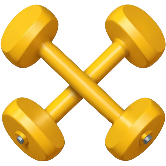 Generate a high-quality image of two cute, small yellow dumbbells for home workouts stacked in a cross shape on a plain white background, rounded edges, soft and smooth surface, realistic shading and lighting, no logos or brand markings, high-resolution.
 emoji