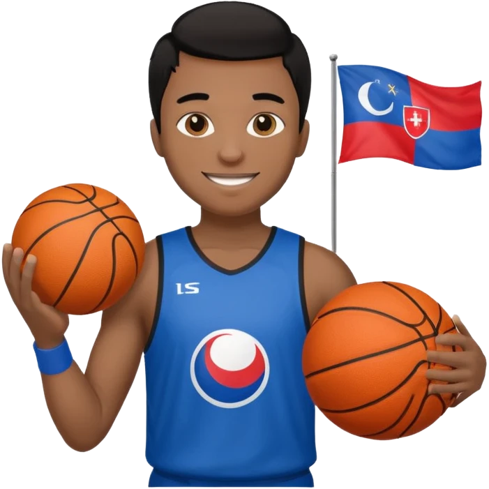 light black skin guy black hair in one hand basketball ball and in other 🇸🇮  emoji