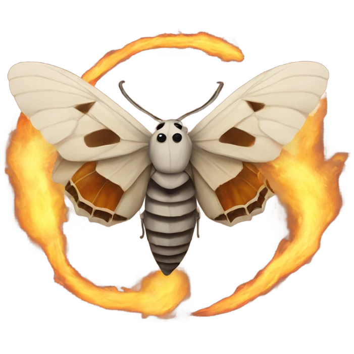 A moth catching fire emoji