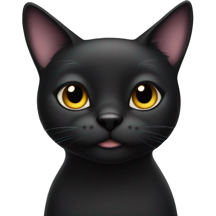 chubby black cat with black nose emoji