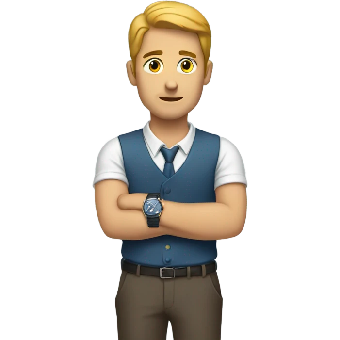 man looking at his watch on his wrist emoji