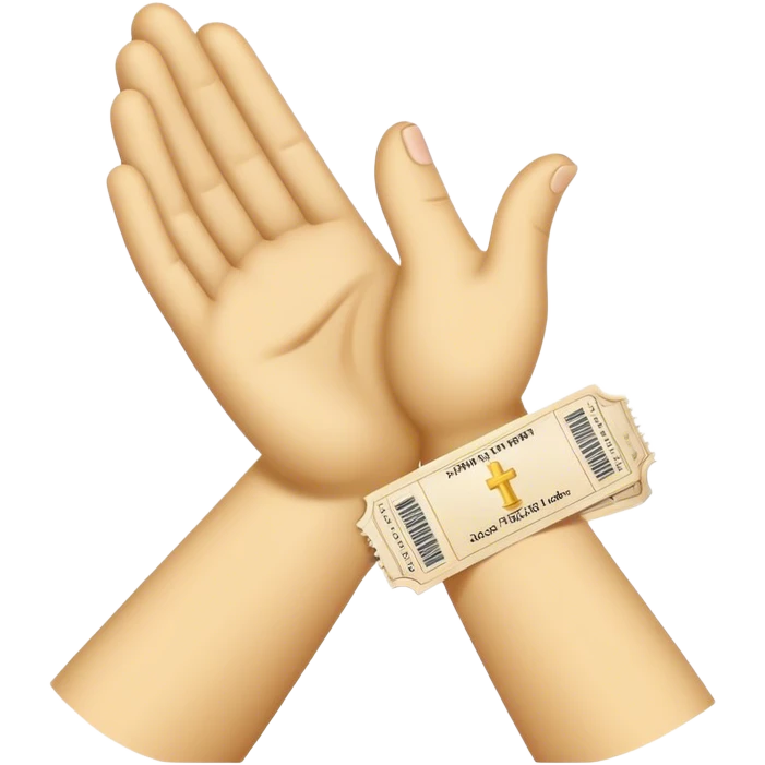ticket + pray hands emoji