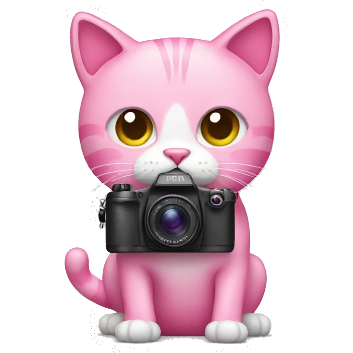 Pink cat with camera emoji