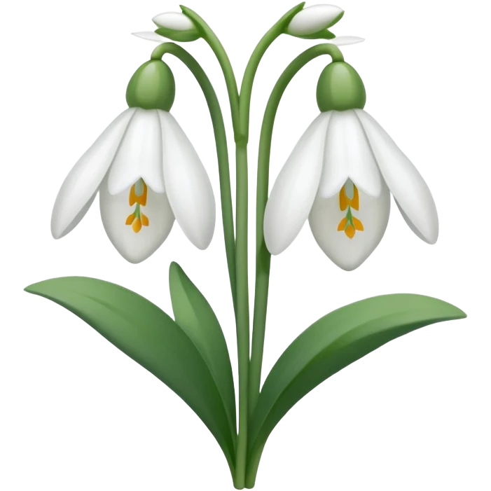 snowdrop, two blossoms, simple emoji