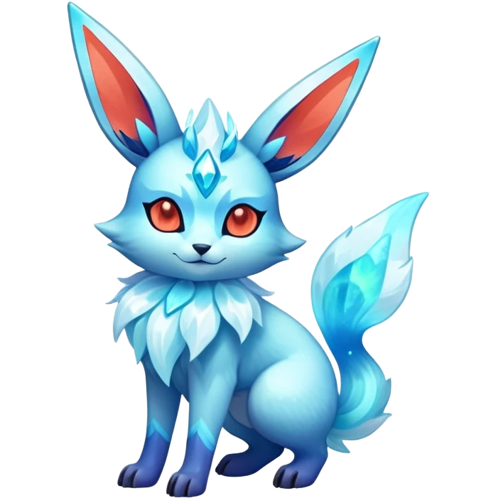 Shiny Exotic Tropical Colorful Neon-colored Glittery Ethereal Sparkly Glaceon-Amaura-Aurorus-Fakémon-hybrid-creature (full body)  emoji