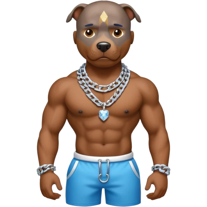 Pitbull with ice out chain emoji