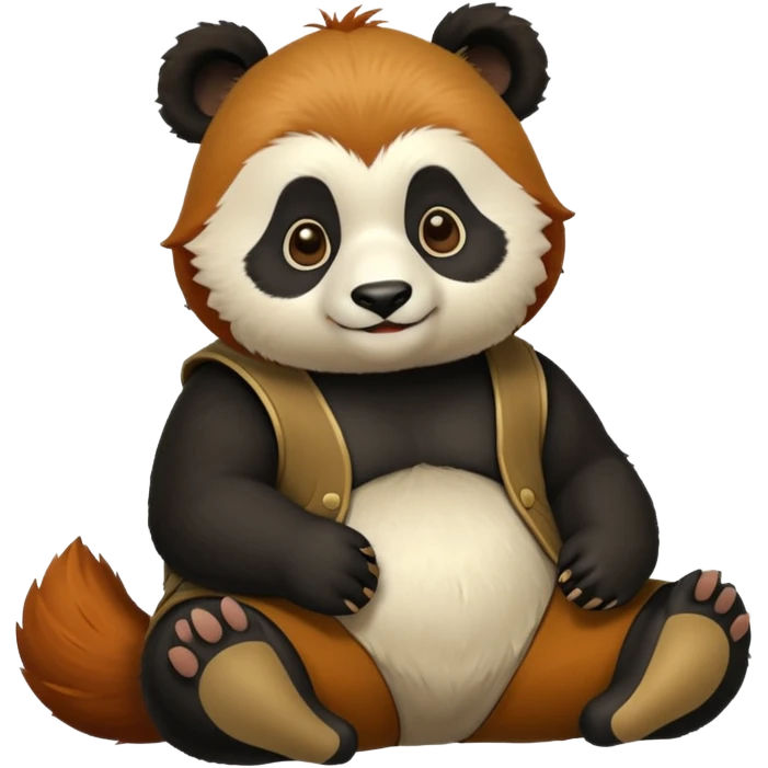 Un panda roux sur un Tanuki emoji