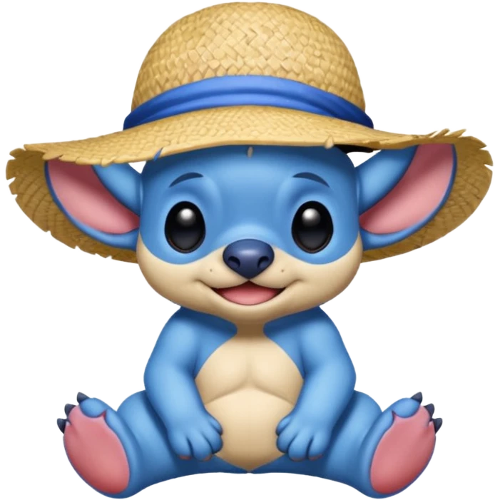 stitch qui porte un chapeau de luffy emoji