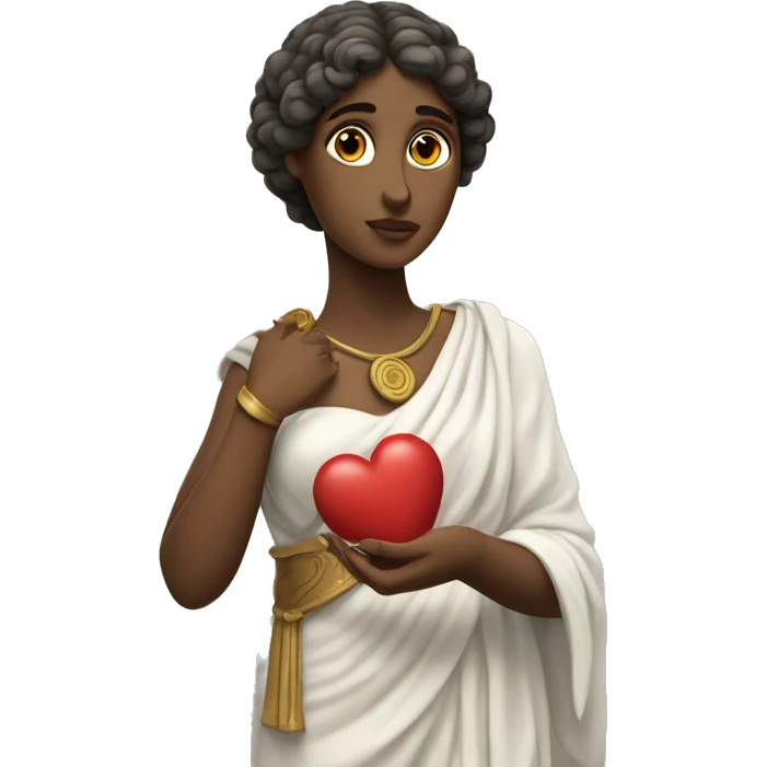 Greek Sappho holds a heart in her hand emoji