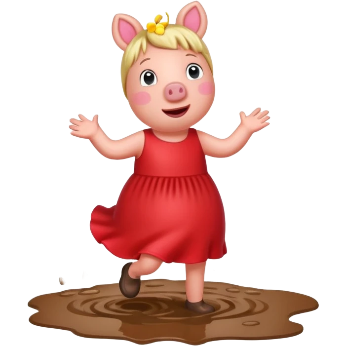 Peppa Pig jumping in muddy puddles emoji