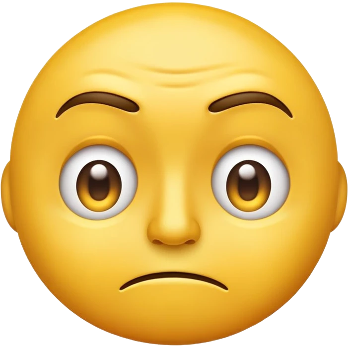 suspicious classic yellow face emoji with raised eyebrow, looking confused or shocked emoji