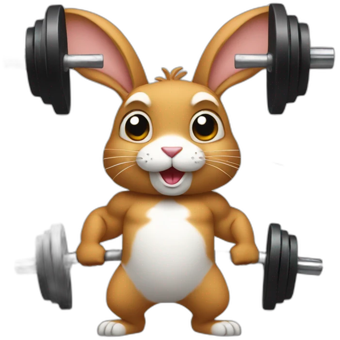 rabbit lifting weights emoji