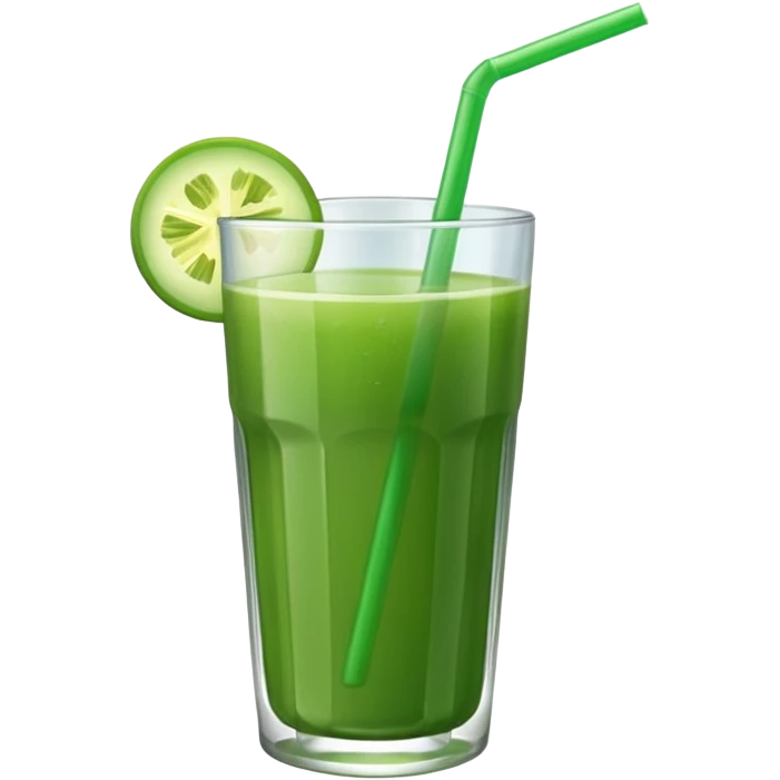 a glass of green juice with a straw, simple, clear emoji