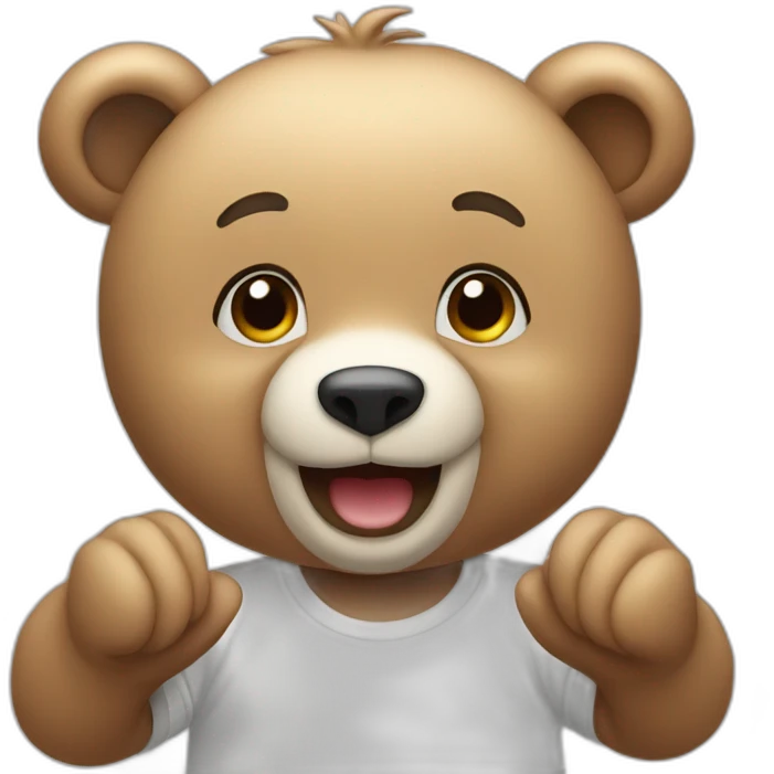 Bear with white t-shirt and He is clapping emoji