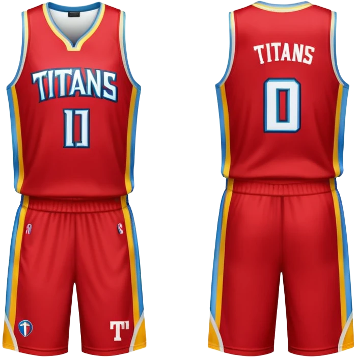 red, yellow, white titans basketball jersey with no blue emoji