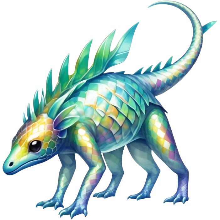a translucent iridescent ethereal tropical edgy vernid-fionbri-creature with splash patterns full body emoji