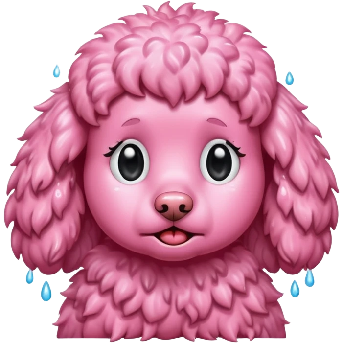 Pink poodle crying sad emoji