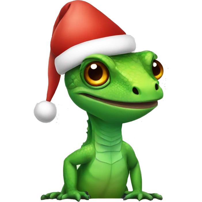 lizard wearing christmas hat emoji