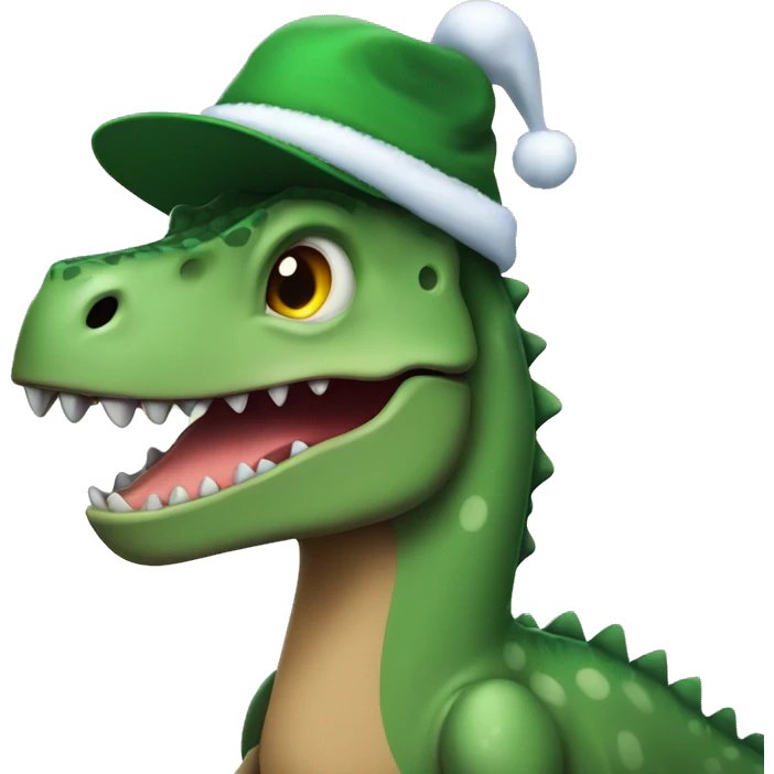 Dinosaurio con gorro de navidad emoji