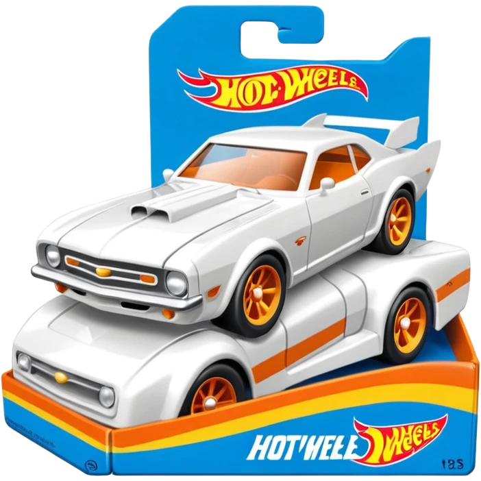 Машинка HotWheels белого цвета в классической упаковке HotWheels. emoji