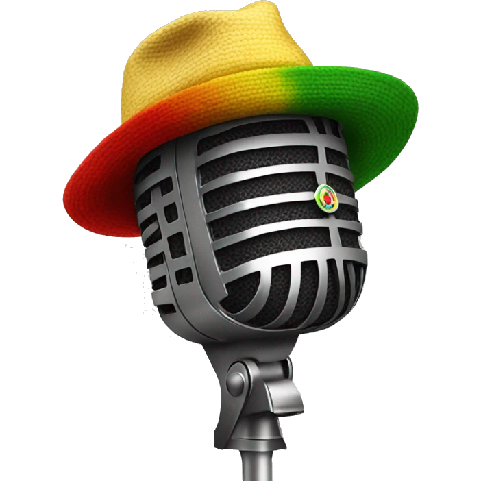 A microphone with a Rasta hat, symbolizing the unique and authentic style of the genre.
 emoji