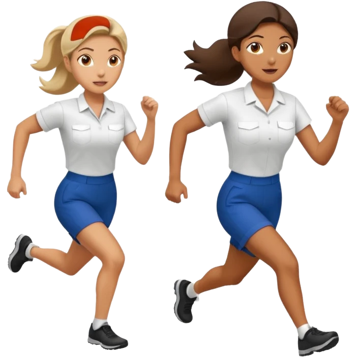 catch me while you can -- a female co-worker running and people trying to catch her emoji
