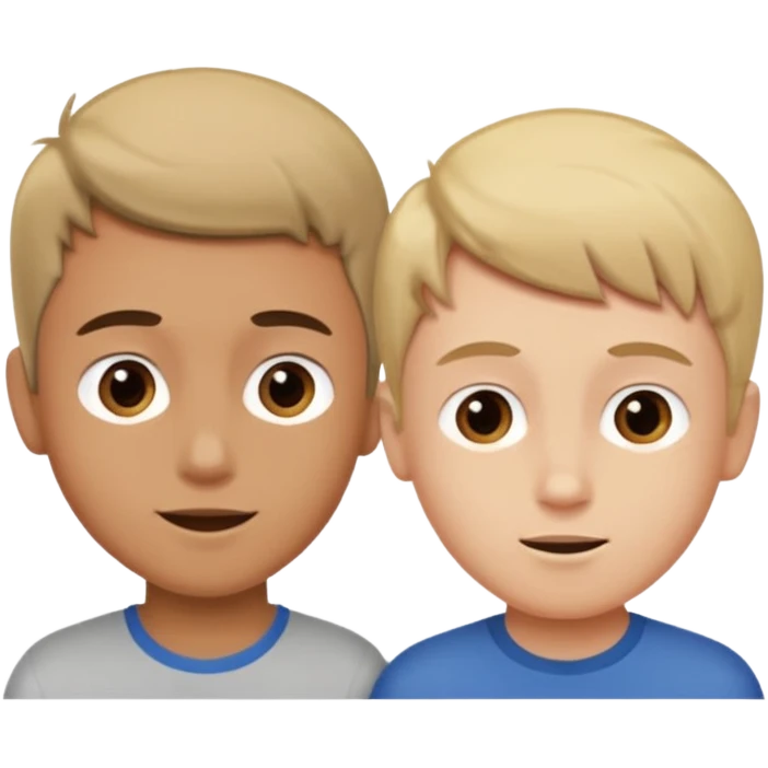 Two boys having a conversation looking at each other. emoji