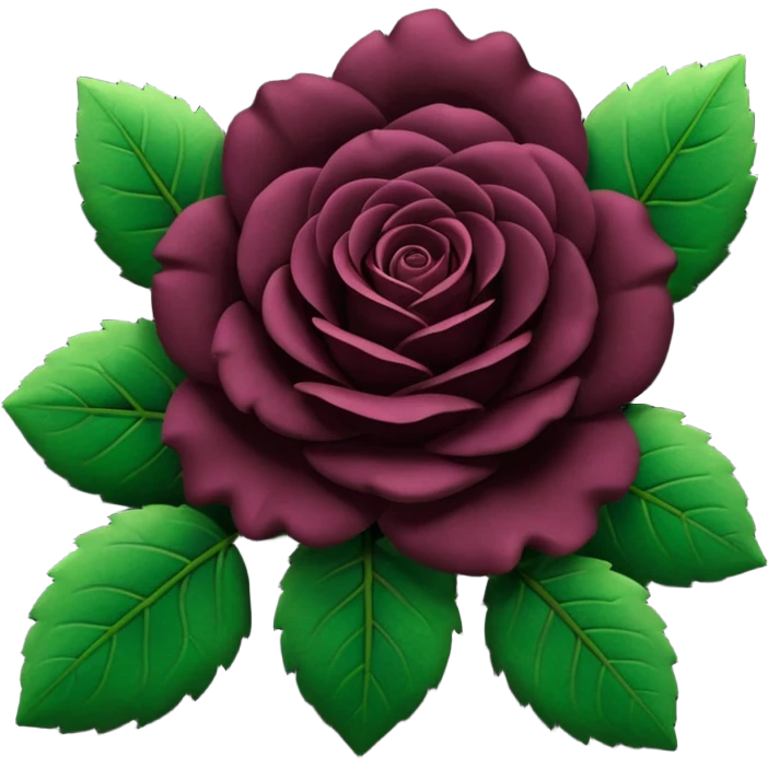 Rosa negra con hojas verdes emoji