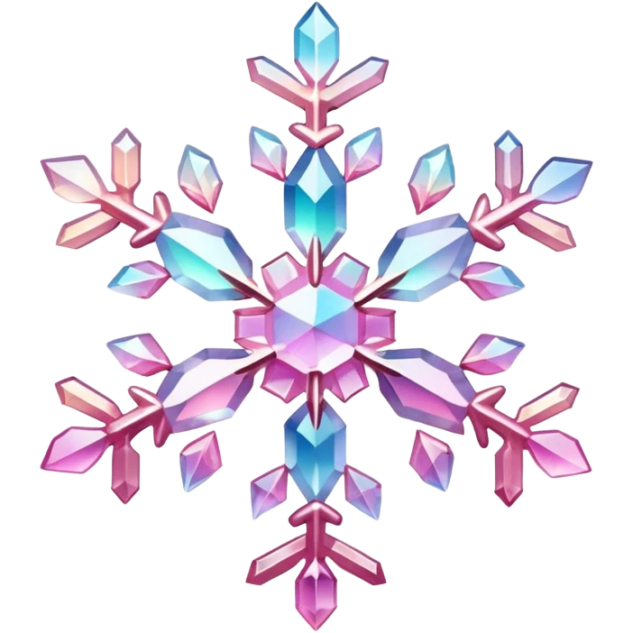 Gradient iridescent Pastel Pink crystal gemstone snowflake  emoji