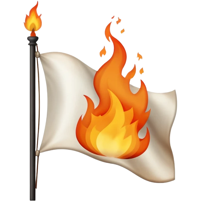 plain white flag burning with dramatic fire emoji