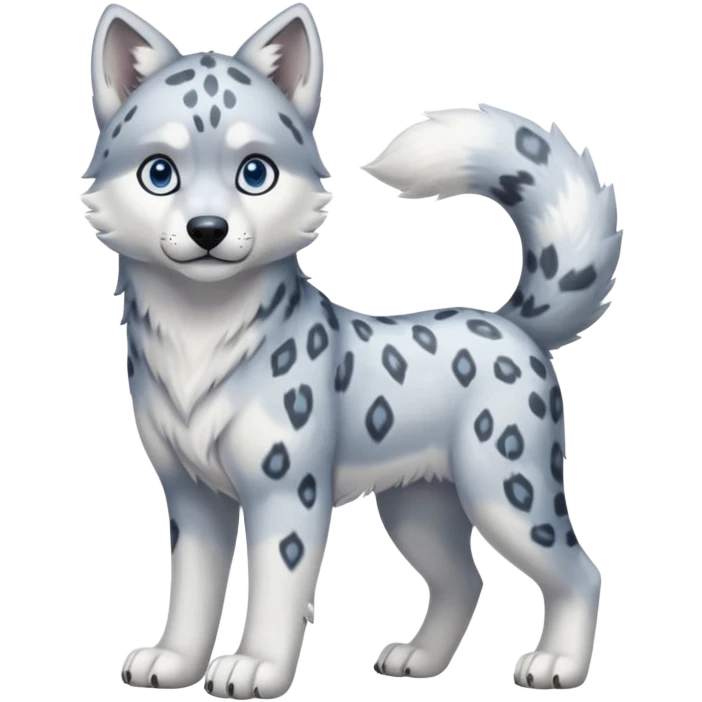 "Schnolf"-"TaniDaReal"-Husky-Snow-leopard-wolf-hybrid-fusion-animal-creature, full body emoji