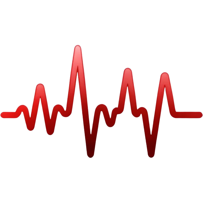 Precise and minimalist logo for MedSignal, red heartbeat pulse transforming into the letters ‘AI’, glowing edges with a metallic sheen, sleek design with clean white space, focusing on advanced healthcare technology and AI emoji