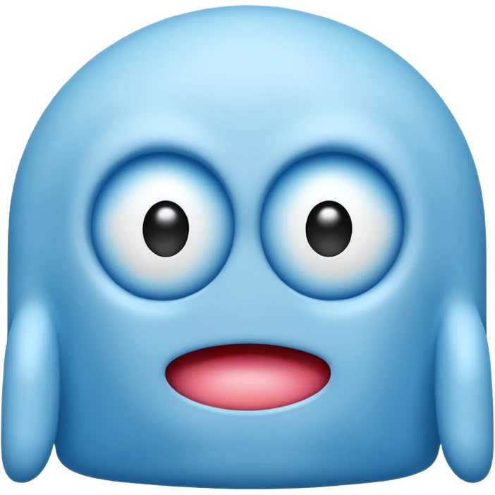 Sky Blue Pacman ghost character with big eyes emoji