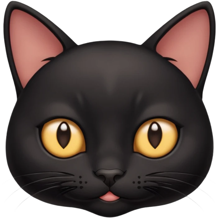 Black cute and funny cat with deep eyes and different emotions emoji