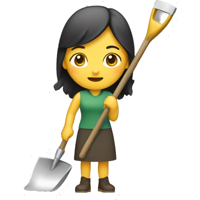 an asian women with a garden shovel digging for gold emoji