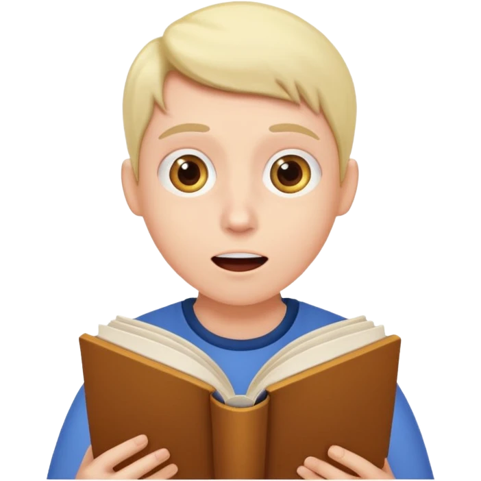 лицо удивленного человека. который читает книку emoji