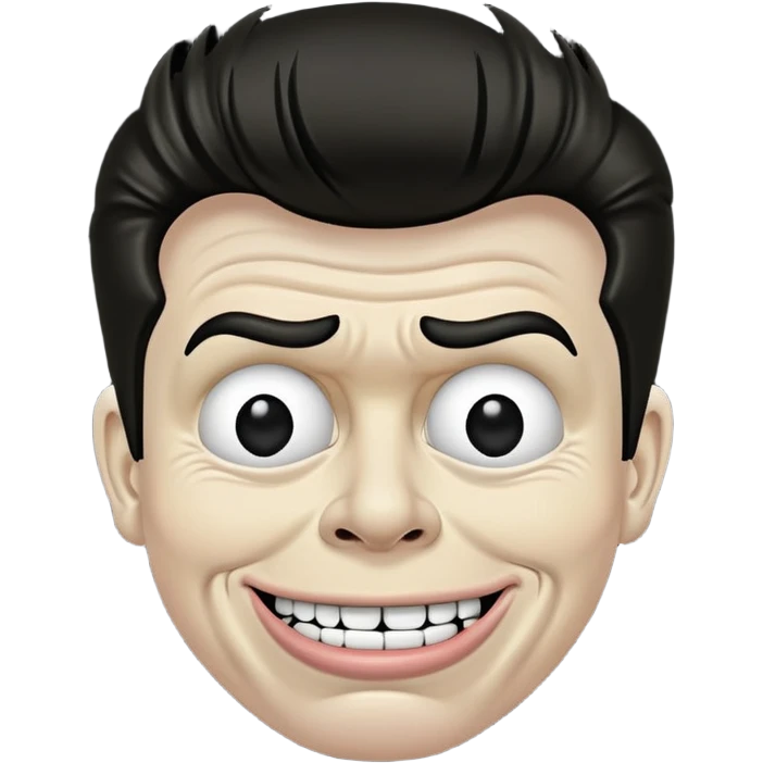 Rick Astley as suicidal trollface and the background is just pitch black emoji