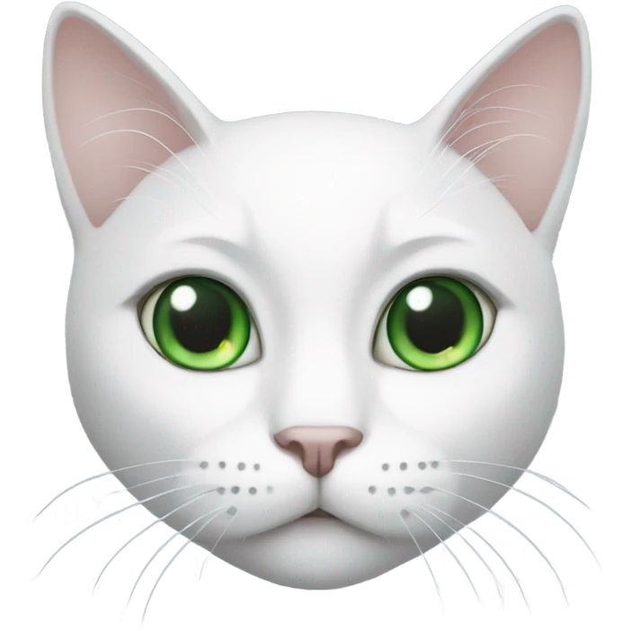 White cat with big green eyes emoji