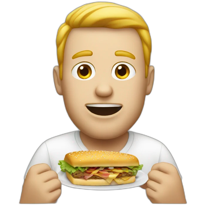 A white man eats Hamburg emoji