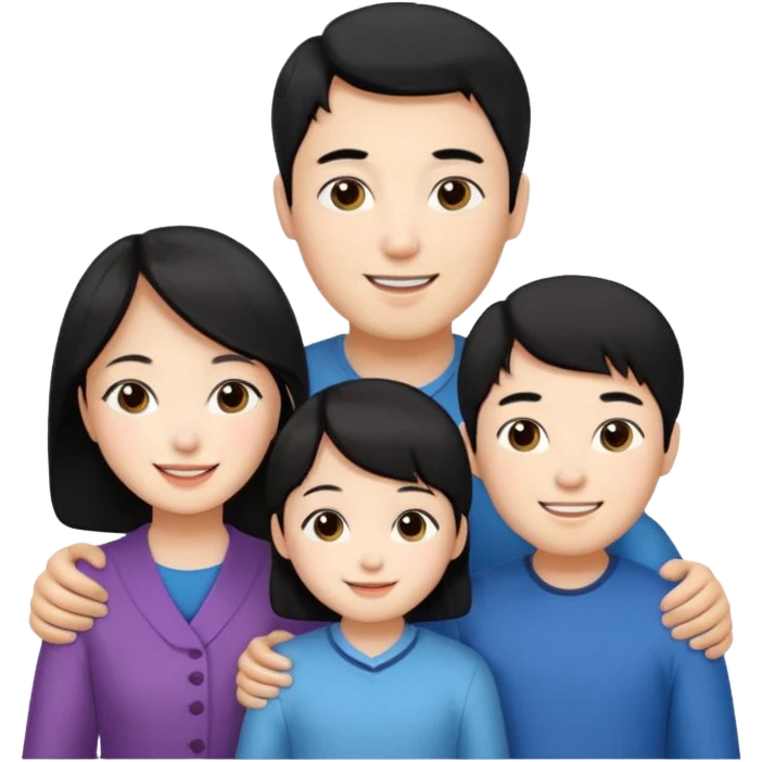 Family korean male x russian female + black hair kid emoji