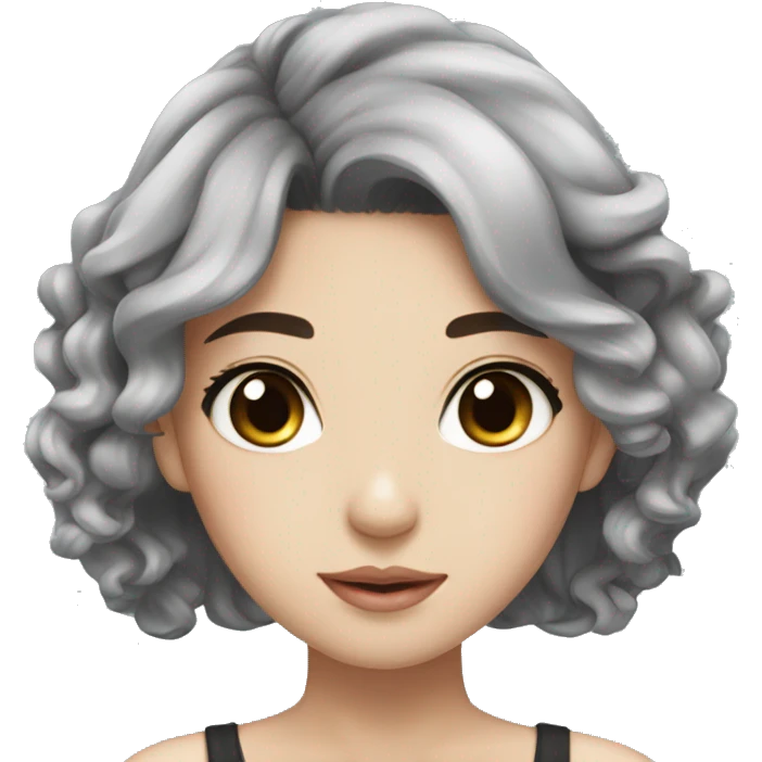 Beautiful girl,Black hair,wavy hair，long hair,Black eyes,Chinese emoji