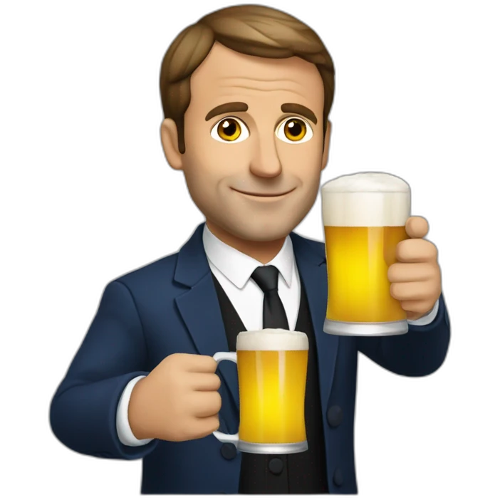 Macron-drink-beer emoji