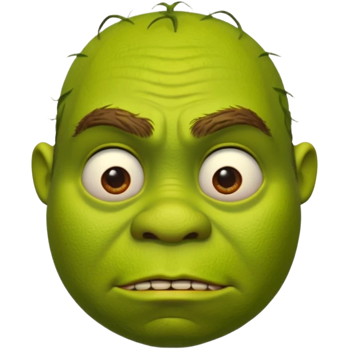 Shrek emoji face showing a 🤨 emoji