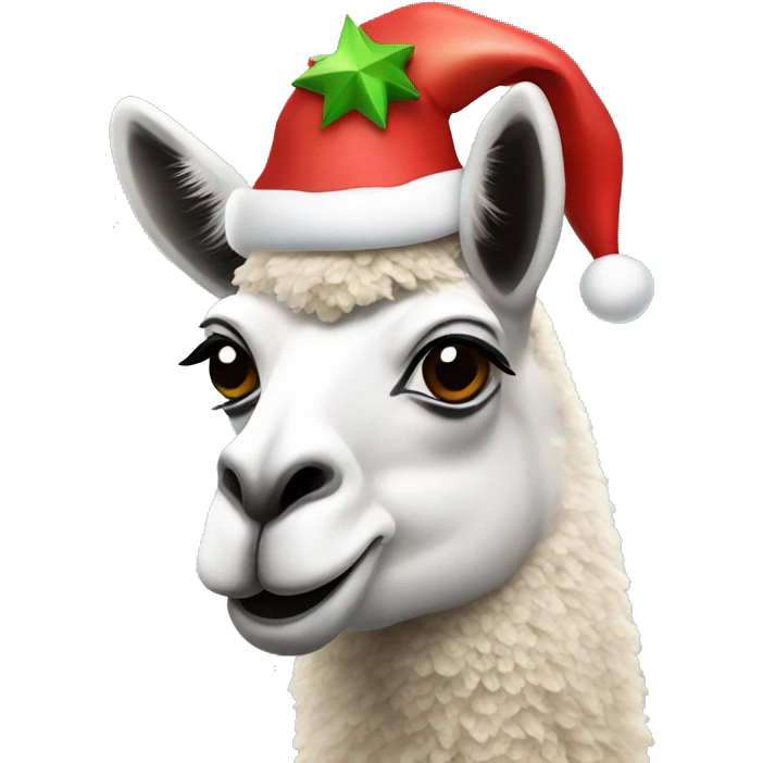 lama with a christmas hat emoji
