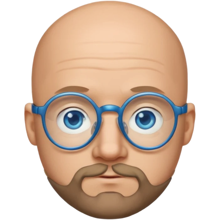 Bald man with glasses and chin puff beard emoji