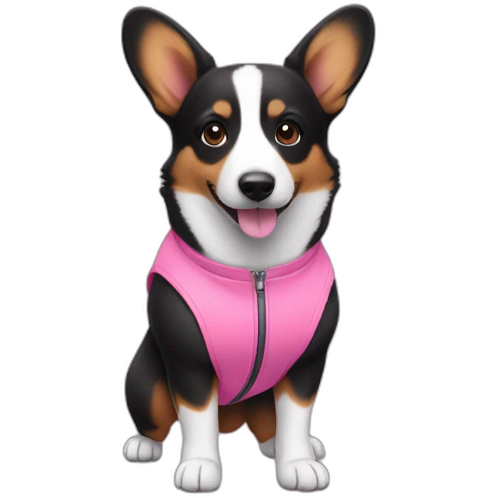 Black corgi with pink jumpsuite emoji