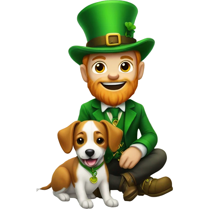 Leprechaun with a dog emoji